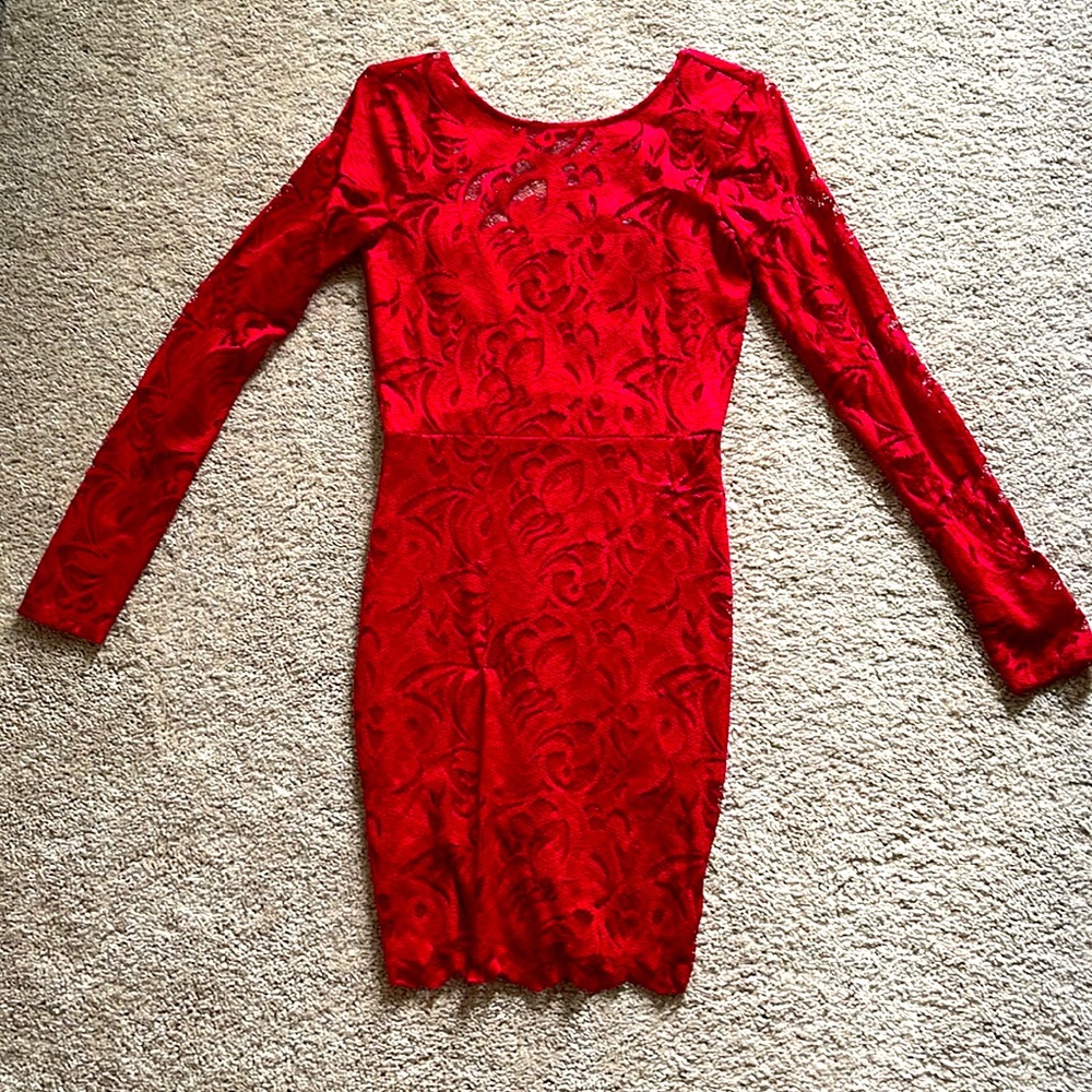 Red holiday mini dress